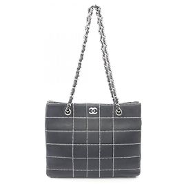Borsa Tote Chanel Chocolate Bar Blu navy