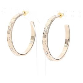 Chanel Coco Mark Gold Plated Hoop Earrings Golden