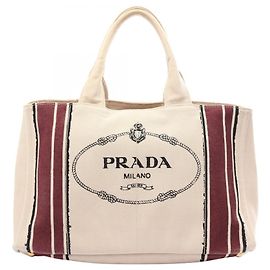 Prada Canapa Tote Bag Black Beige Dark red