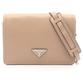 Borsa a tracolla in pelle beige Prada Beige