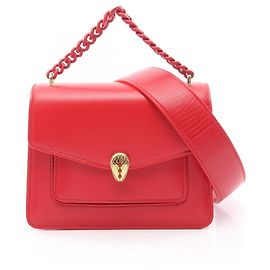 Bulgari Bvlgari Serpenti Forever 2-Way Handbag in Red Leather Red