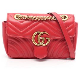 Gucci GG Marmont Leather Handbag Red