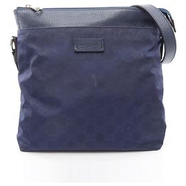 Gucci GG Pattern Blue Shoulder Bag Blue