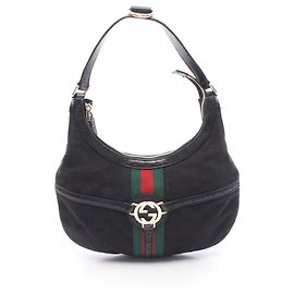 Bolsa de ombro em canvas Gucci Interlocking G Preto Vermelho Verde