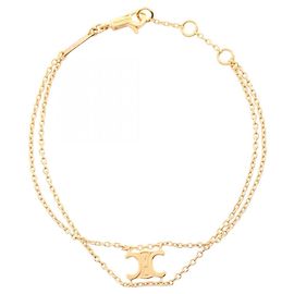 Céline Celine Triomphe Gold Plated Charm Bracelet Golden