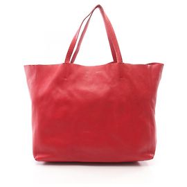 Céline Celine Red Leather Horizontal Cabas Tote Bag Red