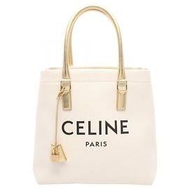 Céline Bolsa Tote Cabas Horizontal Celine Branco Dourado