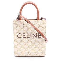 Céline Sac cabas vertical mini Triomphe Celine Marron Écru