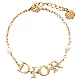 Bracelet charm Christian Dior Blanc Doré