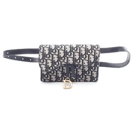 Borsa Saddle Christian Dior Beige Blu navy