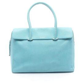 Tiffany & Co. Blue Leather Tote Bag Blue