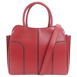 Tod's 2-Way Handbag Red Leather Red