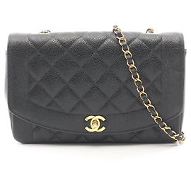 Bolsa de Ombro Chanel Matelassé Diana Flap Preto