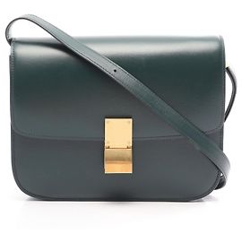 Céline Bolsa Celine Classic Medium em couro verde Verde