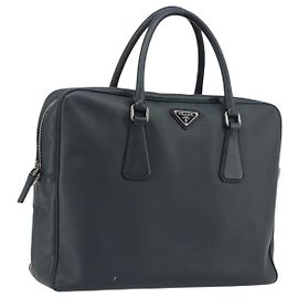 PRADA Business Tasche aus Saffiano-Leder Navy Silber Auth ka5145 Silber Marineblau