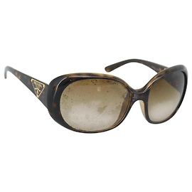 Óculos de sol PRADA em plástico marrom e dourado Auth BA14042 Marrom Dourado