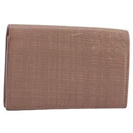 LOEWE Card Case Leather Pink Gold Auth 190520A Pink Golden
