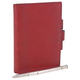 Hermès HERMES Agenda Vision & Ballpoint Pen Set Leather Red Auth hk3888 Red