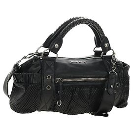Borsa Miu Miu in pelle 2way nera argento Auth BA13790V Nero Argento
