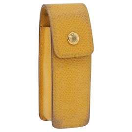Hermès Case de Batom HERMES em Couro Amarelo Auth ar14028 Amarelo