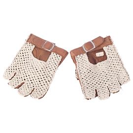 Autre Marque Luvas sem dedos de crochê vintage e couro Collection Privée Marrom Outro