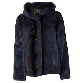 Autre Marque Mele, abrigo de piel de visón con capucha en azul Azul