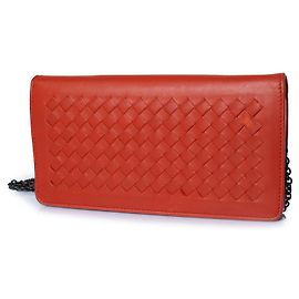 Bottega Veneta, Wallet an einer Kette aus rotem Leder Rot