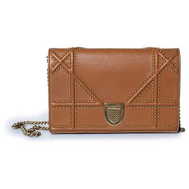 Christian Dior Dior, mini studded diorama chain shoulderbag Brown Golden