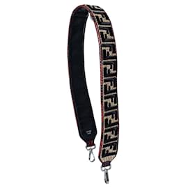 Fendi, raffia and python leather shoulder strap Black Red Yellow