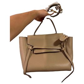 Céline Celine Belt Handbag Beige Grained Leather Beige
