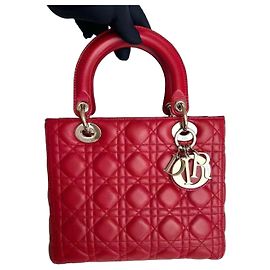 Dior Sac Lady Dior Mini en cuir rouge Rouge