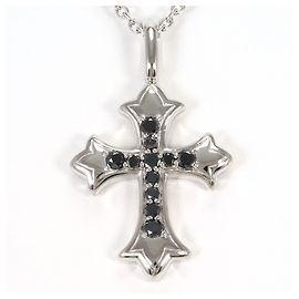 Autre Marque Collier en or blanc 10K avec diamant noir Noir Doré