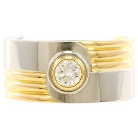Autre Marque 18K Yellow Gold and Platinum Diamond Band Ring Golden Other