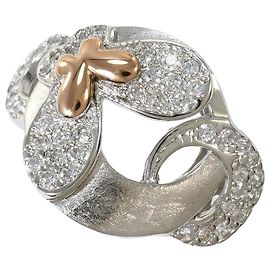 Autre Marque 14K Pink and White Gold Band Ring with Cubic Zirconia Golden