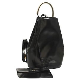 Salvatore Ferragamo Gancini Patent Leather Black