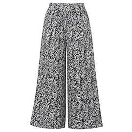 Weekend Max Mara Weite Hose mit Schwarz-Weiß-Muster aus Seide Schwarz Weiß