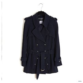 Chanel 2008 Giacca Tweed Blu Navy Blu scuro