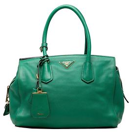 Bolsa tote e de ombro em couro verde Prada Verde