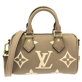 Sac Boston Louis Vuitton Bicolor Monogram Empreinte Nano Speedy Gris Écru