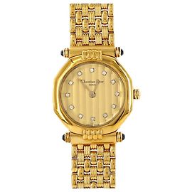 Relógio de pulso Christian Dior banhado a ouro com movimento de quartzo Outro