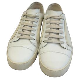 Baskets basses Chanel en cuir blanc Blanc