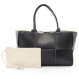 Bolsa Tote Bottega Veneta Arco Medium Maxi Intrecciato Preto