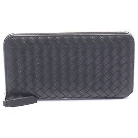 Bottega Veneta Intrecciato Piccolo Zip-Around Wallet Black