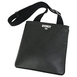 Messenger Givenchy Logo en cuir Medium Noir