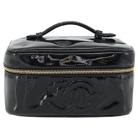 Chanel Vintage Timeless Beauty Case Patent Small Nero