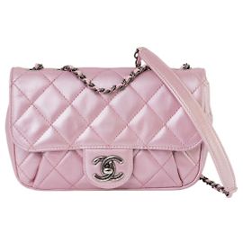 Chanel Mini Coco Flap Bag Glazed Quilted Leather Pink Pink