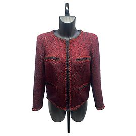 Chanel Red & Black Lesage Tweed Zip Jacket – Size 38 Other