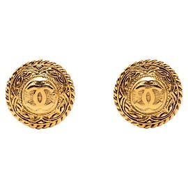 Boucles d'oreilles clip rondes Chanel Coco Mark Doré
