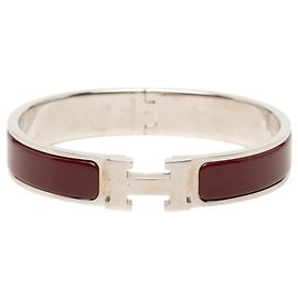 Hermès Hermes Click H PM Bracelet Bangle Silvery Dark red