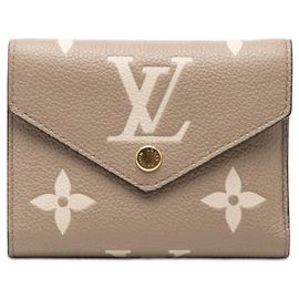 Louis Vuitton Monogram Empreinte Victorine Tri-fold Wallet Beige Grau Roh